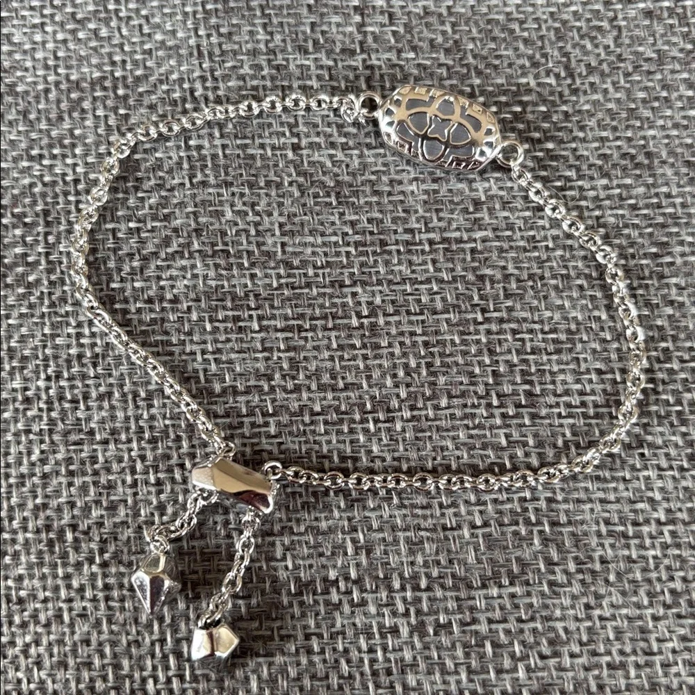 Kendra Scott Elaina Silver Adjustable Chain Bracelet Light Slate Gray Stone
